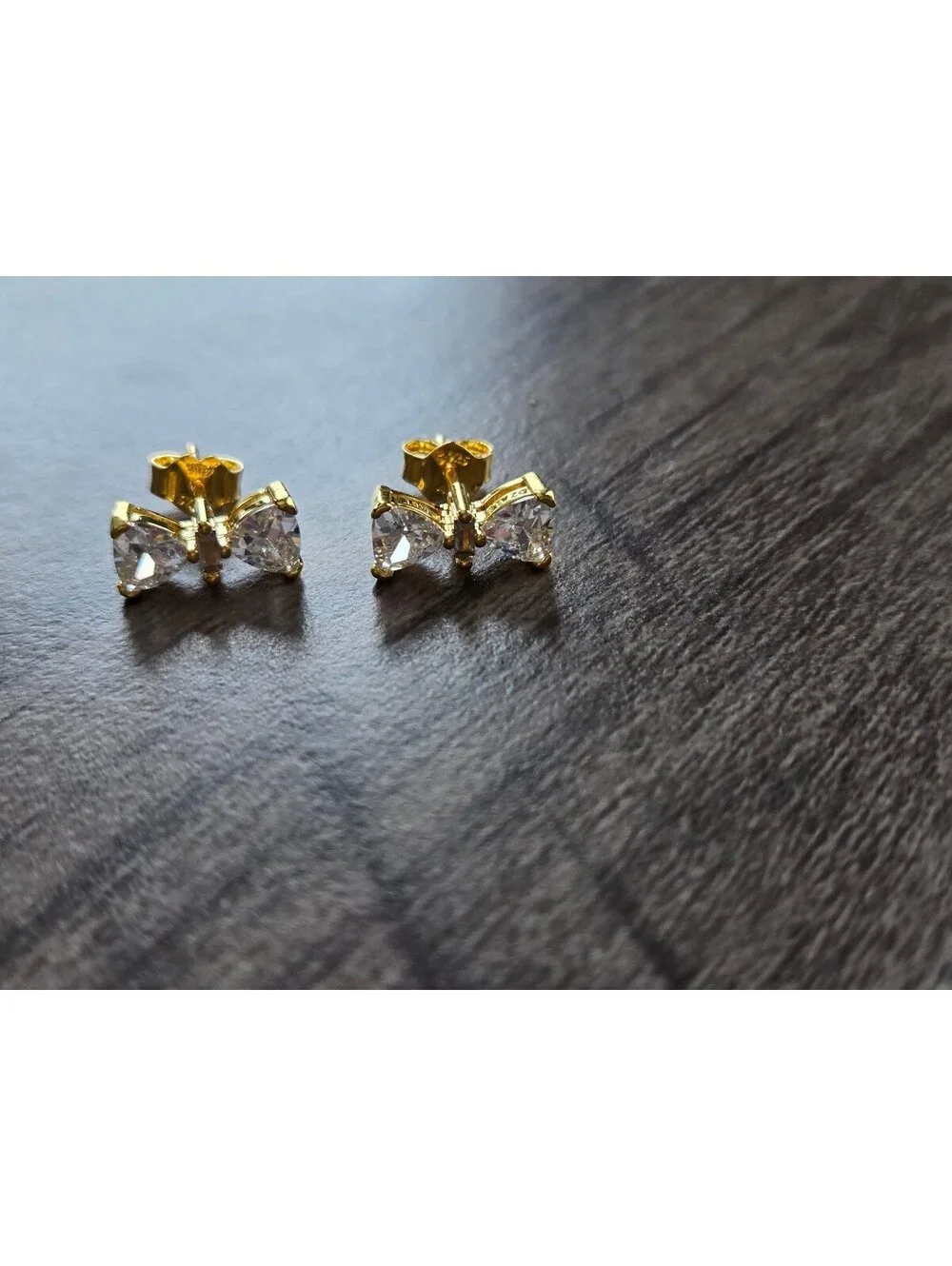 Sparkling bow necklace and earring set pandora gold plated
